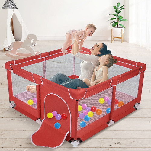 Baby Playpen, Baby Playard,indoor & Outdoor Kids Activity Center With Anti-slip Base, Sturdy Safety Play Yard With Super Soft Breathable Mesh, Kid's Fence For Infants Toddlers (47 X 47 X 26.5in)