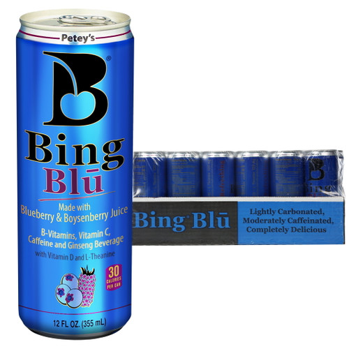 Bing Beverage Healthy Energy Drinks, Bing Blu, 12 Oz (24 Pack)