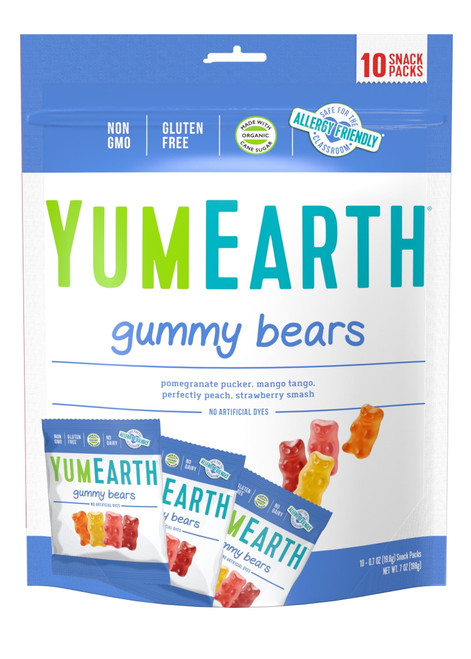 Yumearth Gluten Free, Vegan & Organic Gummy Bears, Assorted Flavors 10 Ct