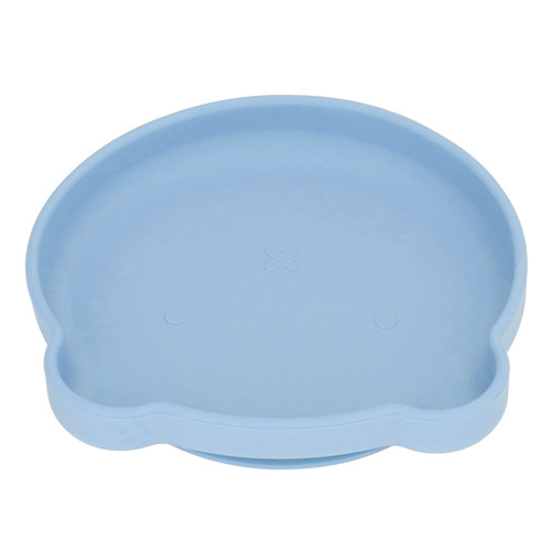 Baby Suction Plate, Easy Washing Safe Material Cute Bear Shape Baby Suction Utensil Soft Touch Environmental Friendly  For Dinner Grey Blue