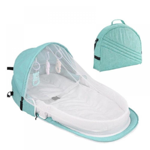 Elaydool Portable Bassinet With Foldable Baby Bed Travel Sun Protection Mosquito Net Breathable Infant Baby Sleeping Basket Blue