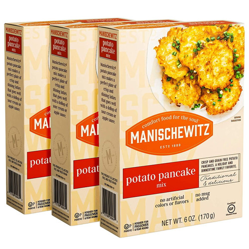 Manischewitz Potato Pancake Mix 6oz 3 Pack Gluten Free, No Msg, Traditional Style Potato Latke Mix