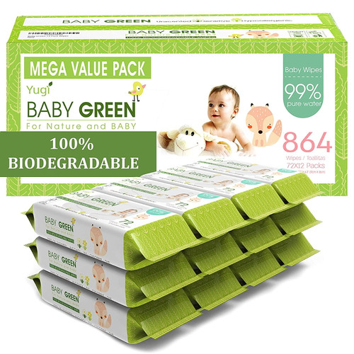 Wipes Unscented Compostable Biodegradable And Organic– Value Pack (12 Packs Of 72) 864 For Sensitive Skin