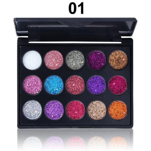 15 Colors Glitter Eyeshadow Palette Shimmer Ultra Pigmented Makeup Eye Shadow Powder Long Lasting Waterproof