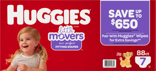 Huggies Little Movers Diapers, Size 7 - 41+ Pounds (88 Count)