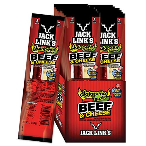 Jack Link's Jalapeno Beef & Cheese Combo Snack Pack, 1.2 Oz, Pack Of 16 - 100% Beef Stick And Cheese Stick Made With Real Wisconsin Cheese - 7g Protein