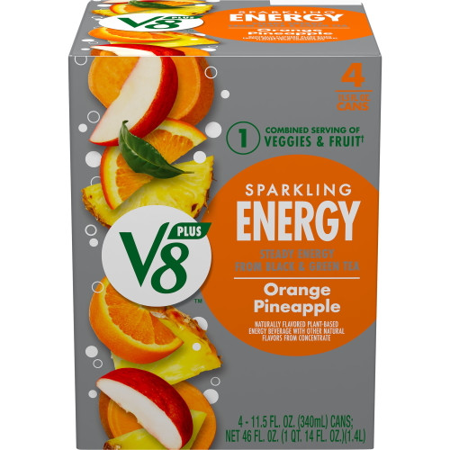 V8 +sparkling Energy Orange Pineapple Energy Drink, 11.5 Fl Oz (24 Pk)