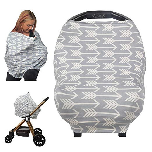 Nursing Cover For Baby Breastfeeding, Car Seat Canopy, All-in-1 Soft Breathable Stretchy Carseat Canopy, Infinity Nursing Cover Up For Girls, Boys