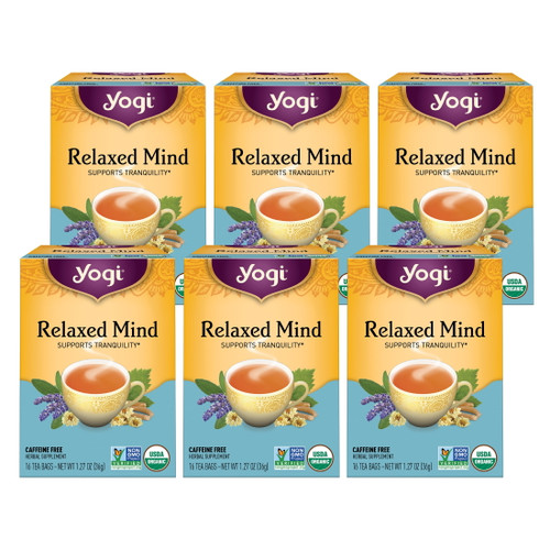 Yogi Tea Relaxed Mind, Caffeine-free Organic Herbal Tea, Wellness Tea Bags, 6 Boxes Of 16