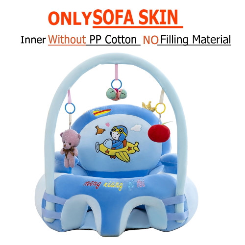 Binduo Baby Feeding Safety Seat Skin Cartoon Plush Learning Sit Chair Without Cotton (dark Blue)