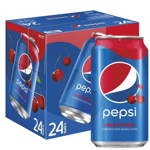 Pepsi Cola Wild Cherry Soda Pop, 12 Oz, 24 Pack Cans