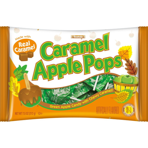 Tootsie Caramel Apple Lollipops, 7.5 Oz. Caramel And Green Apple Lollipop Halloween Candy