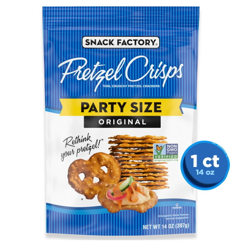 Snack Factory Pretzel Crisps, Original, Party Size, 14 Oz