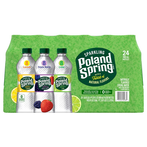Poland Spring Sparkling Water Variety Pack, 16.9 Fl Oz, Pack Of 24