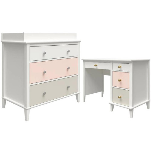 Home Square 2-piece Furniture Set With 3-drawer Changing Table And Desk