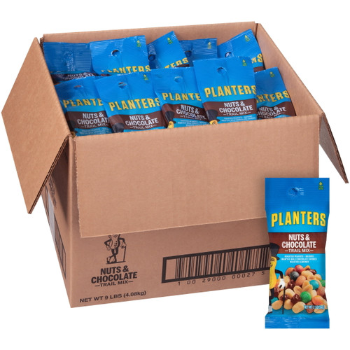 Planters Nuts & Chocolate Single Serve Trail Mix With Roasted Peanuts, M&m Chocolate Candies, Raisins & Roasted Almonds, 72 Ct Casepack, 2 Oz Packs