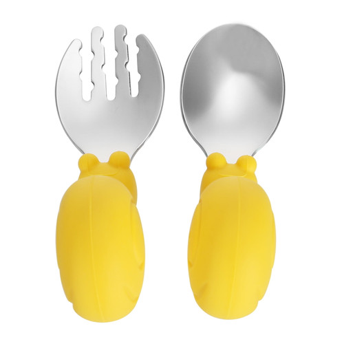 Hemoton 1 Set Lovely Baby Feeding Fork Short Handle Baby Spoon Kids Training Tableware