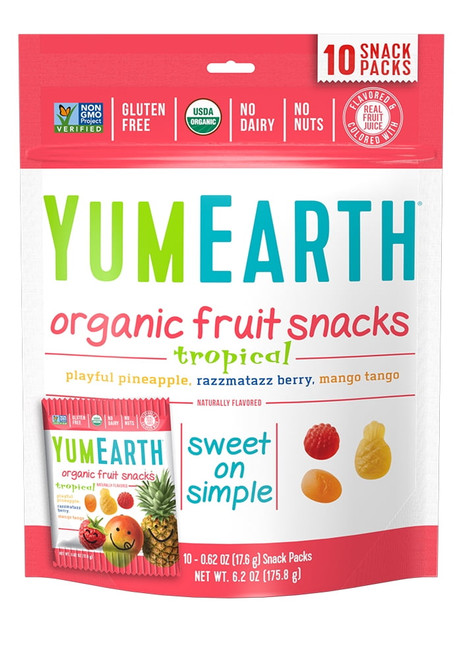 Yumearth Organic Gluten Free, Vegan And Organic Tropical Fruit Snacks, 10 Ct