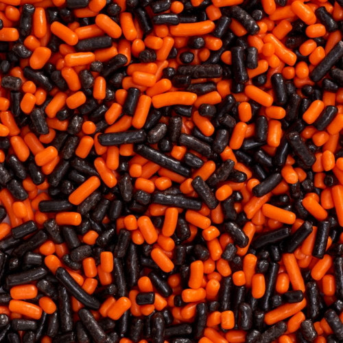 Ncs Black & Orange Jimmies Sprinkles - 4 Oz - Halloween - Packaged In A Food Approved Heat Sealed Bag