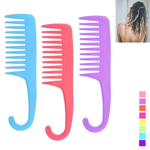 3 Pack Shower Combs W/ Hook Wide Tooth Dry Wet Hair Gently Detangling Durable
