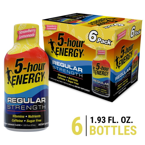 5-hour Energy®, Regular Strength, Strawberry Lemonade, 1.93 Oz, 6 Count