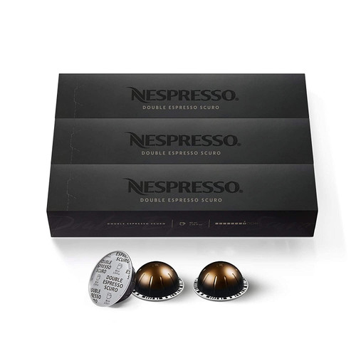 Nespresso Capsules Vertuoline, Double Espresso Scuro, Dark Roast Espresso Coffee, 30 Count Coffee Pods, Brews 2.7 Ounce