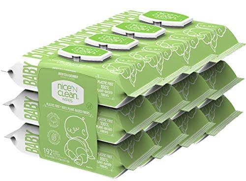 Nice 'n Clean Scented Baby Wipes, Suitable For Sensitive Skin On Hands, Face, Bottom, Made W/plant-based Fibers, Green Tea & Cucumber, 64 Count (pack Of 12)