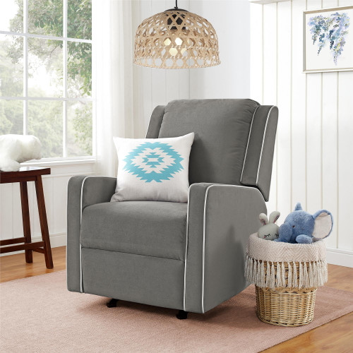 Baby Relax Robyn Rocker Recliner Chair, Nursery Furniture, Gray Linen