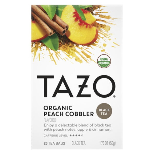 Tazo Dessert Delights Organic Black Tea, Peach Cobbler, Caffeinated, Tea Bags 20 Ct