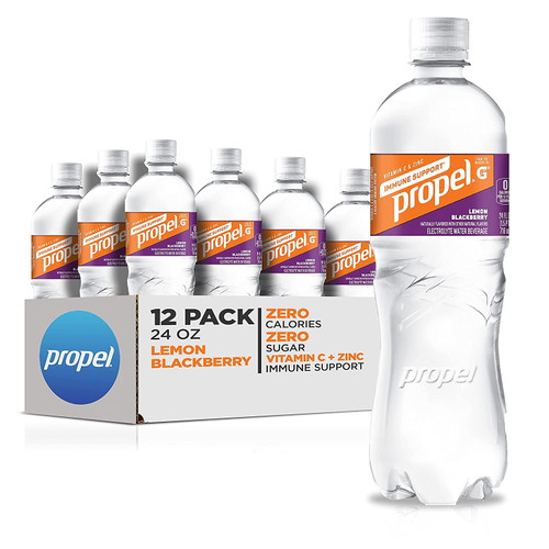 Propel Immune Support With Vitamin C + Zinc, Lemon Blackberry, 24oz Bottle, Pack Of 12