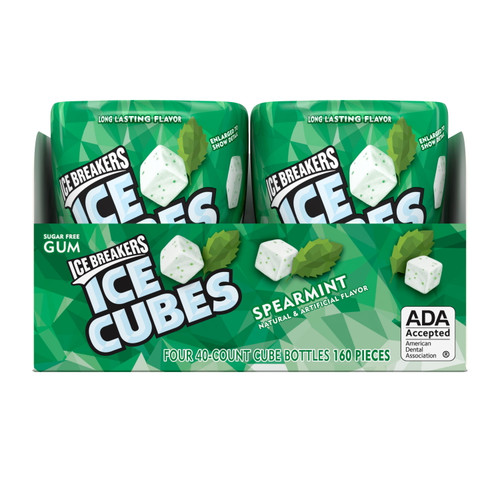 Ice Breakers, Ice Cubes, Spearmint Flavored Sugar Free Chewing Gum, Made With Xylitol, 40 Piece, Container, 4 Ct.