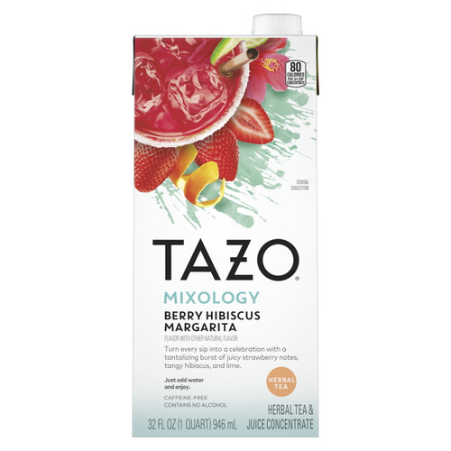 Tazo Mixology Berry Hibiscus Margarita Iced Tea Concentrate, Herbal Tea, Caffeine-free, 32 Oz Carton
