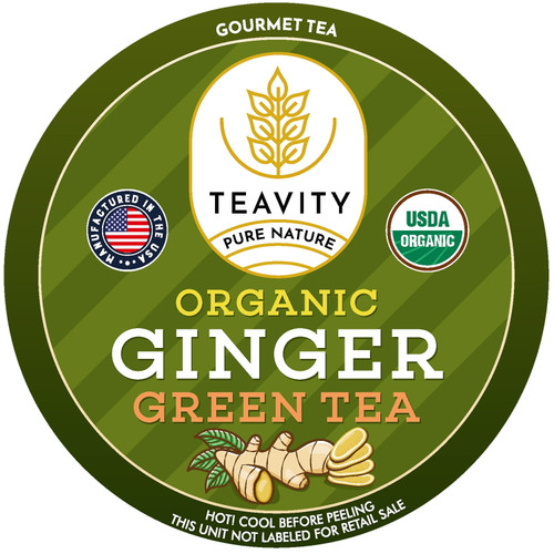 Teavity Organic Ginger Green Tea Pod | Green Tea Pods For Keurig Brewing Machine | 12 Counts (pack Of 1)