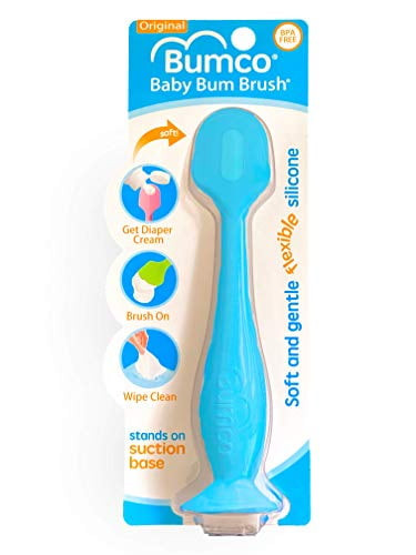 Bumco Baby Bum Brush Original Diaper Rash Cream Applicator, Soft Flexible Silicone Brush, Unique Gift [blue]