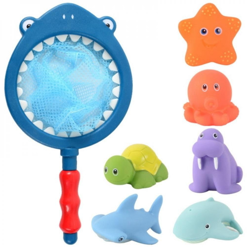 Spdoo Bath Toys Kids Floating Animal Toys Pool Toy Set Fishing Net Clockwork Swimming Toys For Kids Toddler Baby Summer Party Beach Ga