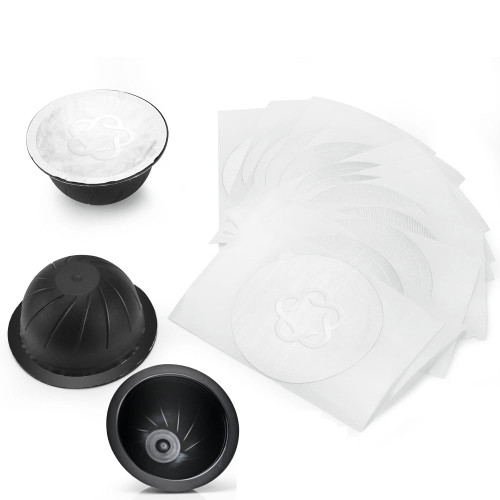 Rtr 3pcs Vertuo Coffee Capsule Shell, Reusable Pods Capsules With 60pcs Disposable Aluminum Foil Lid Vertuo Capsule For Vertuoline Refill Vertuoline Pod Fits For Nespresso Vertuo, Brown