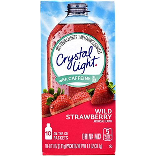 Crystal Light On The Go Wild Strawberry With Caffeine Drink Mix, 10-packet Box (pack Of 5)