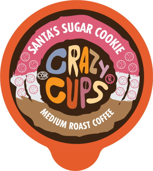 Crazy Cups Santa's Sugar Cookie Coffee Pods, Medium Roast, 22 Count For Keurig K-cup Machines