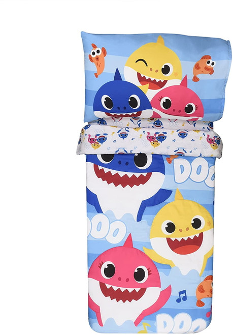 Baby Shark Toddler Bedding Sheet Set 3 Piece Set For Kids With Reversible Comforter