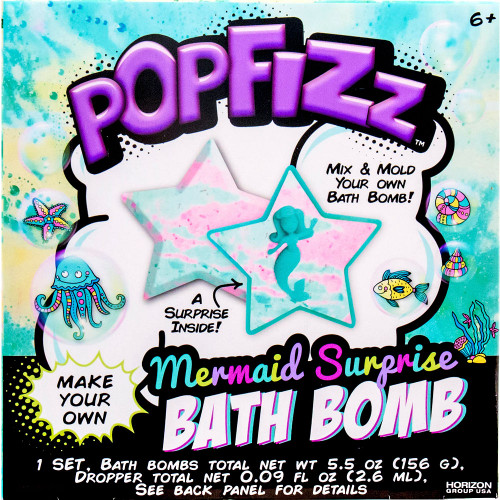 Hollydel Easter Favors & Basket Stuffers For Easter Celebration! Mermaid Surprise Bath Bomb Craft Kit 10pc(compatible With Popfizz Mermaid Theme)