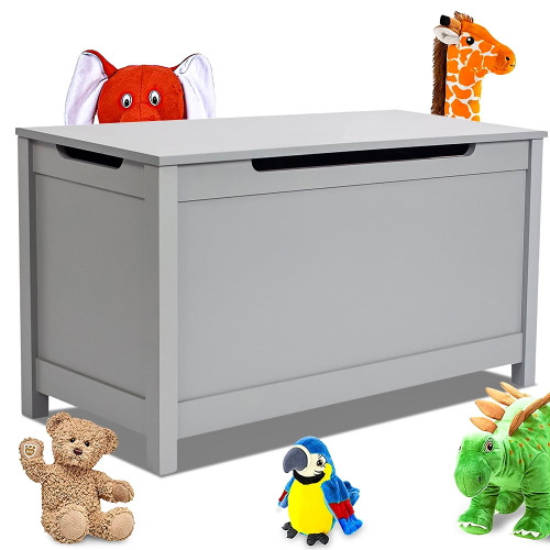 Kids Toy Box Storage Chest, Wood Toy Storage Organizer, Kids Toy Storage Bench With Hinges And Seating Bench, Toy Storage Box For Boys Girls, Entryway Storage Bench For Hallway, Bedroom, Gray, R541