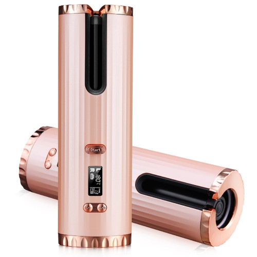 Glynee Automatic Hair Curler Cordless Portable Curling Iron With Adjustable Temperature Lcd Timer Usb Charging Hair Curling Styling Tools For Gift Pink Color
