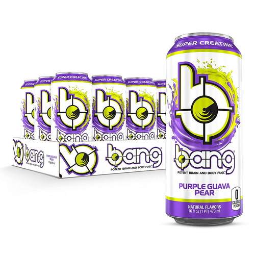 Bang Purple Guava Pear Energy Drink, 0 Calories, Sugar Free With Super Creatine, 16 Fl Oz (pack Of 12)