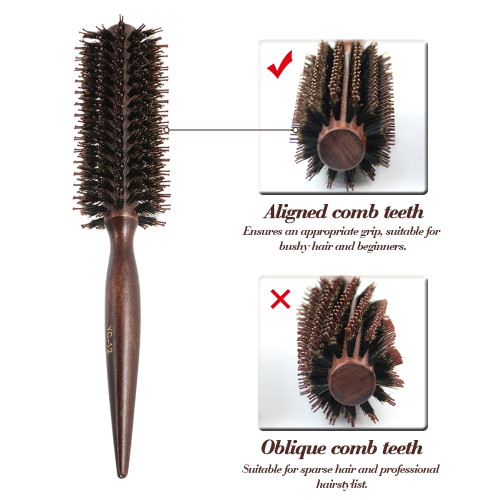 1pc Round Comb Bristle Hair Brush Comb Quiff Roller Curling Rolling Brush Diy Hairdressing Tool With Wood Handle