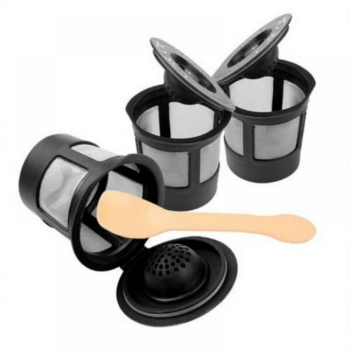 Taykoo 3pcs Refillable Reusable Coffee Capsules Pods For Nespresso Machines Spoon Coffee Filters Cup Eco-friendly Healthy