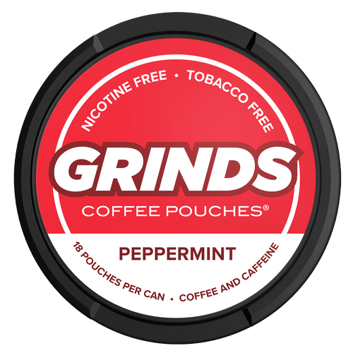 Grinds Coffee Pouches | 20 Cans Of Peppermint | Tobacco Free, Nicotine Free Healthy Alternative | 18 Pouches Per Can | 1 Pouch Eq. 1/4 Cup Of Coffee