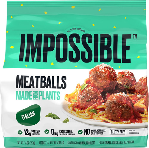 Impossible Meatballs Made From Plants, Italian, Frozen, Fully Cooked, 14 Oz