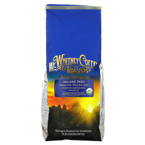 Organic Peru, Whole Bean Coffee, Medium Roast, 32 Oz (907 G), Mt. Whitney Coffee Roasters