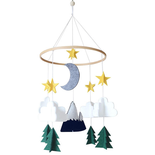 Dandelionsky Baby Wind Chimes Felt Baby Bed Mobile Wind Chime 3d Starry Clouds Forest Mobile Bed Bell Baby Crib Nursery