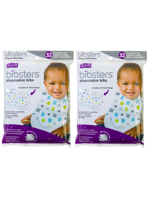 Bibsters Disposable Bibs With Travel Pack, 64 Piece